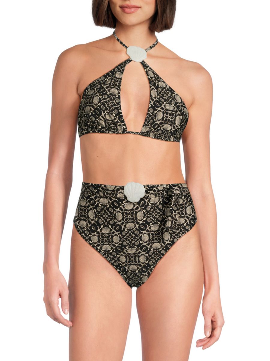 

Бикини-топ Shell Halter WeWoreWhat, цвет Black Sand