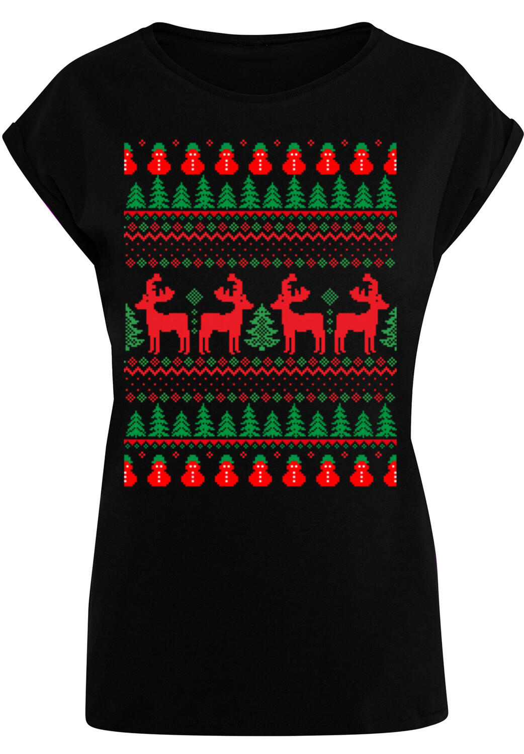 

Футболка F4NT4STIC Christmas Reindeers Weihnachten Muster, черный