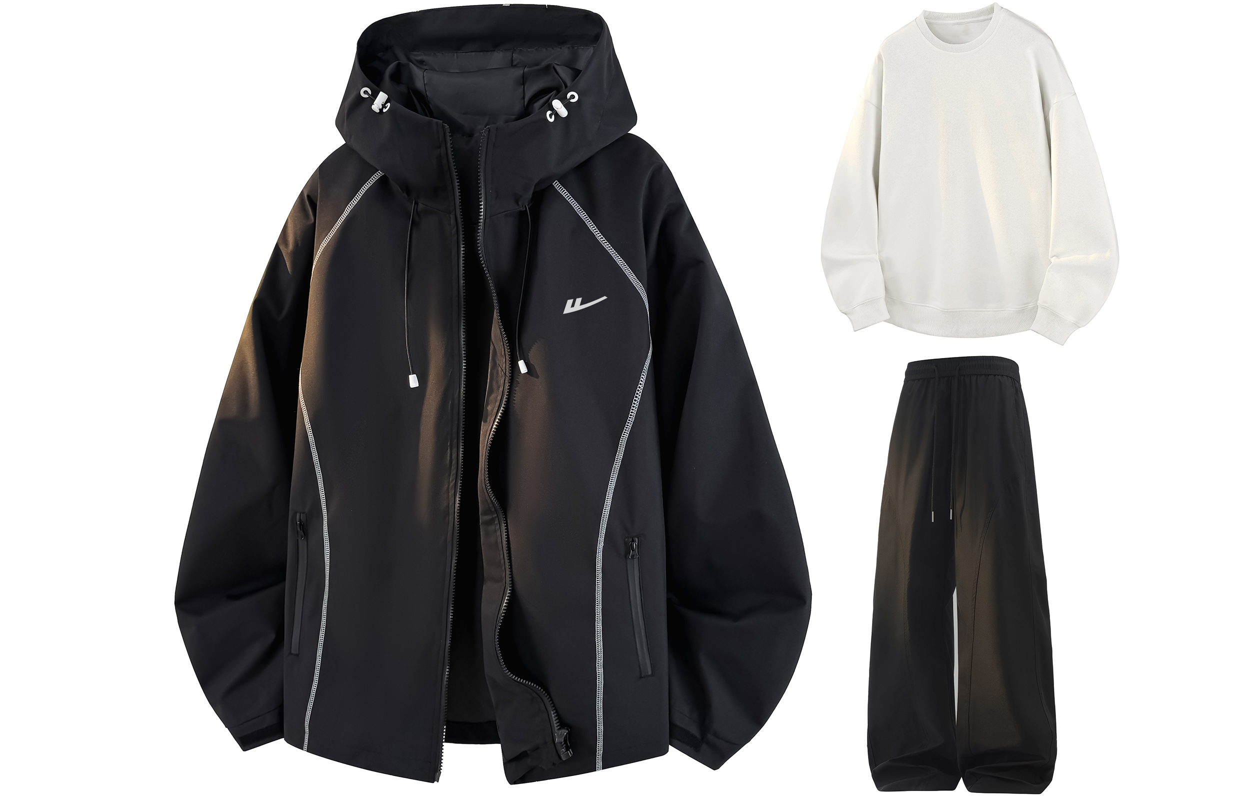 

Ветровка Unisex WARRIOR, черный+белый+черный[free diy badge]