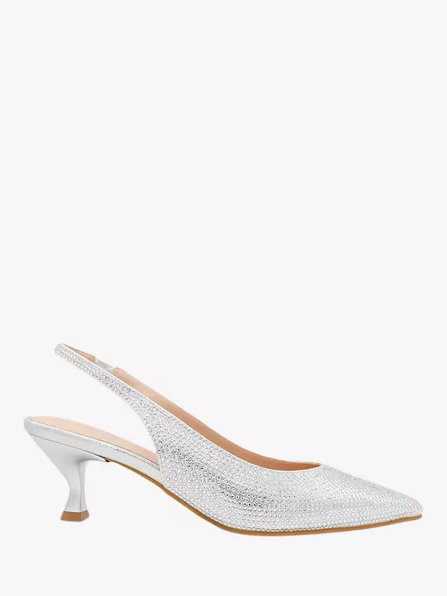 

Туфли-лодочки Paradox London Cordelia Embellished Pointed Toe Slingback, серебряный