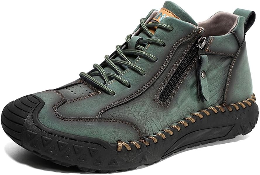 

Мужские повседневные кожаные туфли MAUGELY с шнуровкой, нескользящие, дышащие, удобные лоферы, модные ботинки для вождения, зеленый