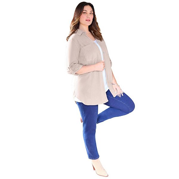 

Женская уютная туника на пуговицах из велюра plus size Catherines, Dusty Pink