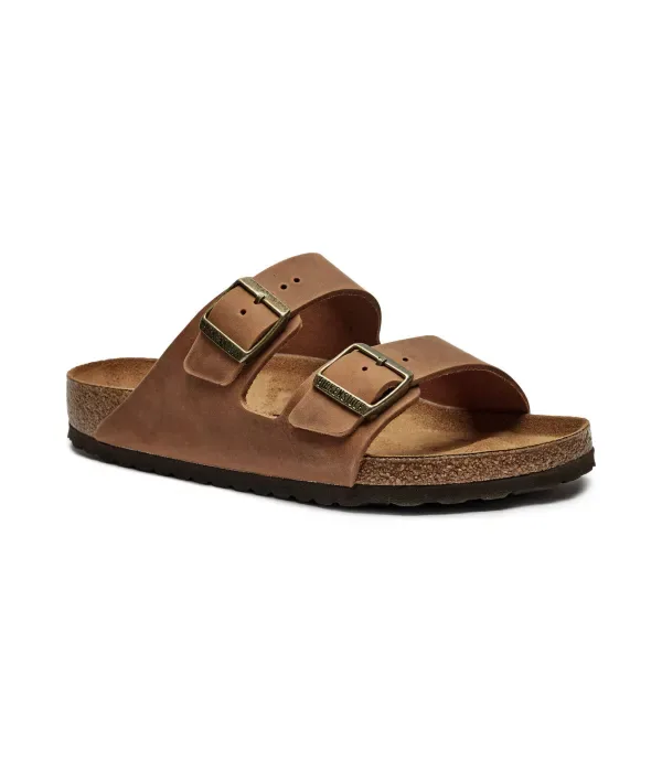 Кожаные тапочки Arizona LEOI regular fit Birkenstock, коньячный