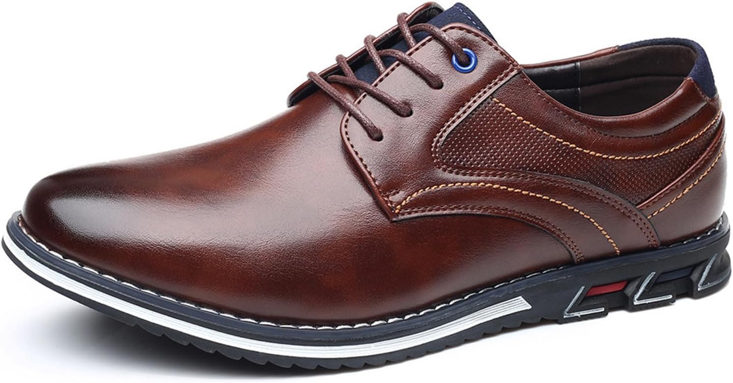 

Мужские кожаные туфли на шнуровке, повседневные деловые оксфорды и дерби, туфли, удобная ортопедическая обувь для ходьбы Kctrfsj, коричневый