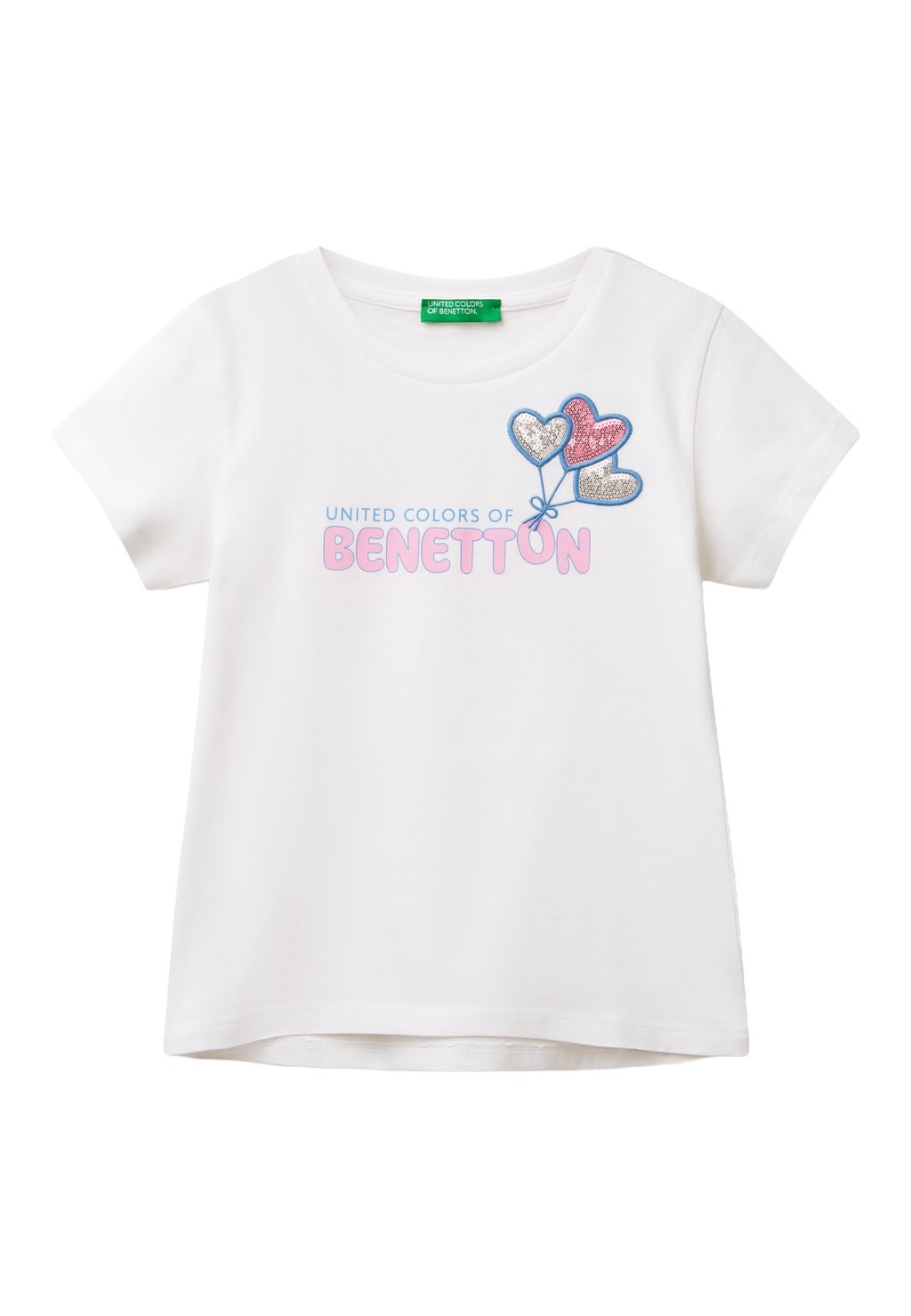 

Футболка с принтом SHORT SLEEVE WITH EMBROIDERY. REGULAR FIT United Colors of Benetton, белый
