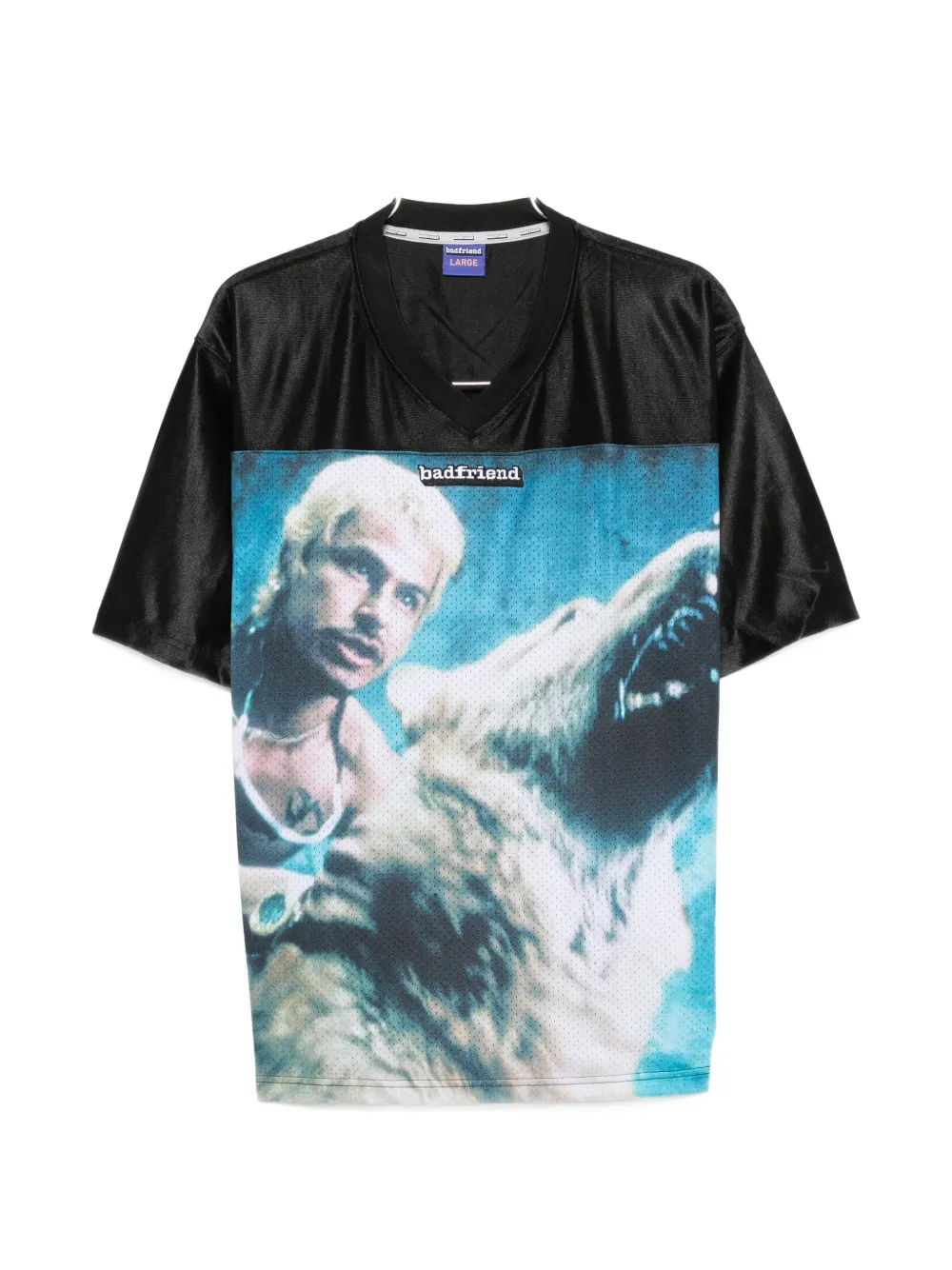 

Футболка с принтом и V-образным вырезом Badfriend, черный