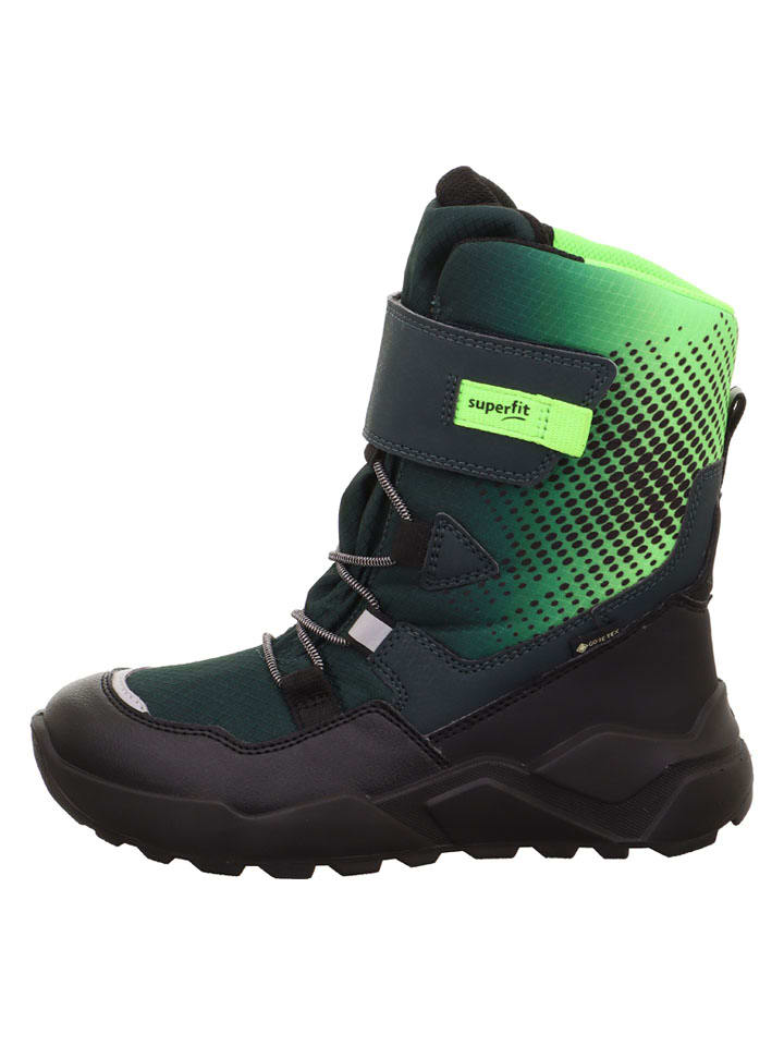 

Кожаные зимние ботинки Ракета черного/зеленого цвета superfit