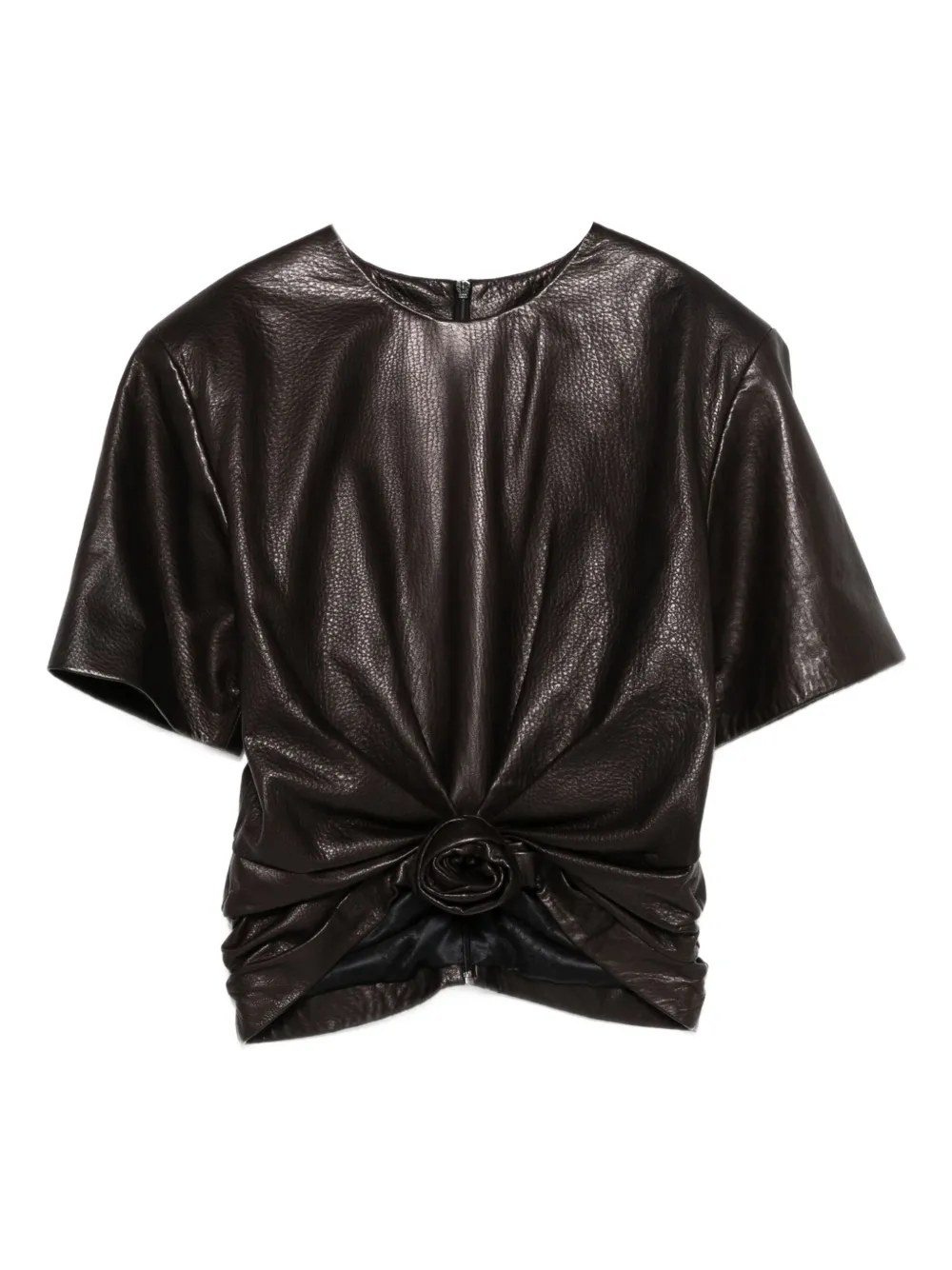 

Кожаный топ с украшением в виде розы Magda Butrym, коричневый