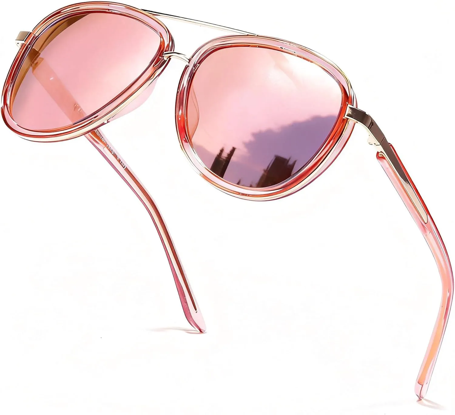 

Поляризованные солнцезащитные очки-авиаторы SIPHEW для женщин и мужчин - защита от УФ-излучения UV400, классический стиль с оправой TR90, A02-pink Aviator Sunglasses