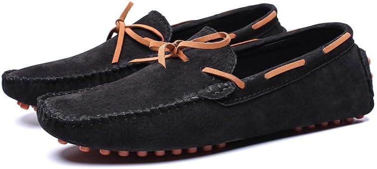 Мужские лоферы JIADELI, замшевый верх, мокасины, ботинки типа 'boat shoes', с декоративной строчкой, гибкая плоская подошва, удобные для ходьбы, без шнурков, черный — фото 3