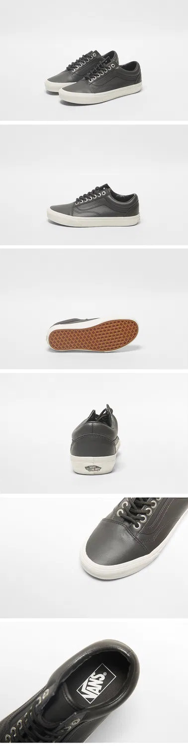 Мужские низкие кожаные кроссовки Old Skool чёрные от Vans — фото 3