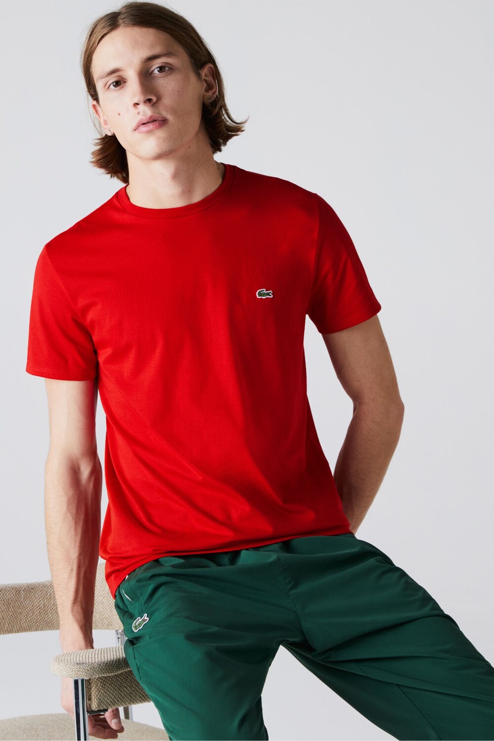 Роскошная футболка из хлопка пима Lacoste, красный — фото 3
