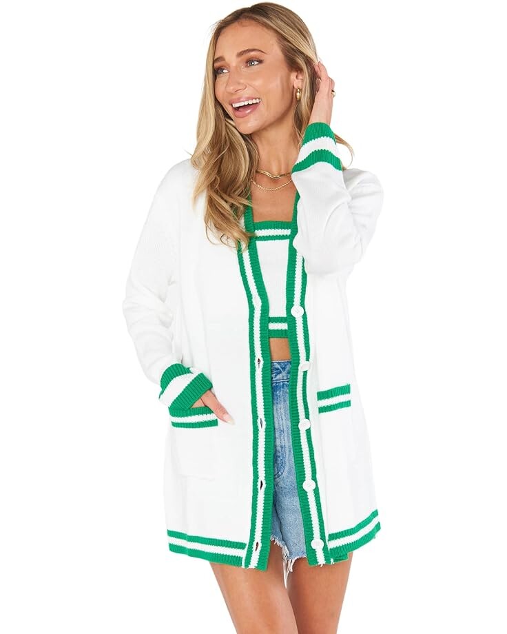 

Свитер Show Me Your Mumu Lambert Cardigan, цвет Green Stripe Knit