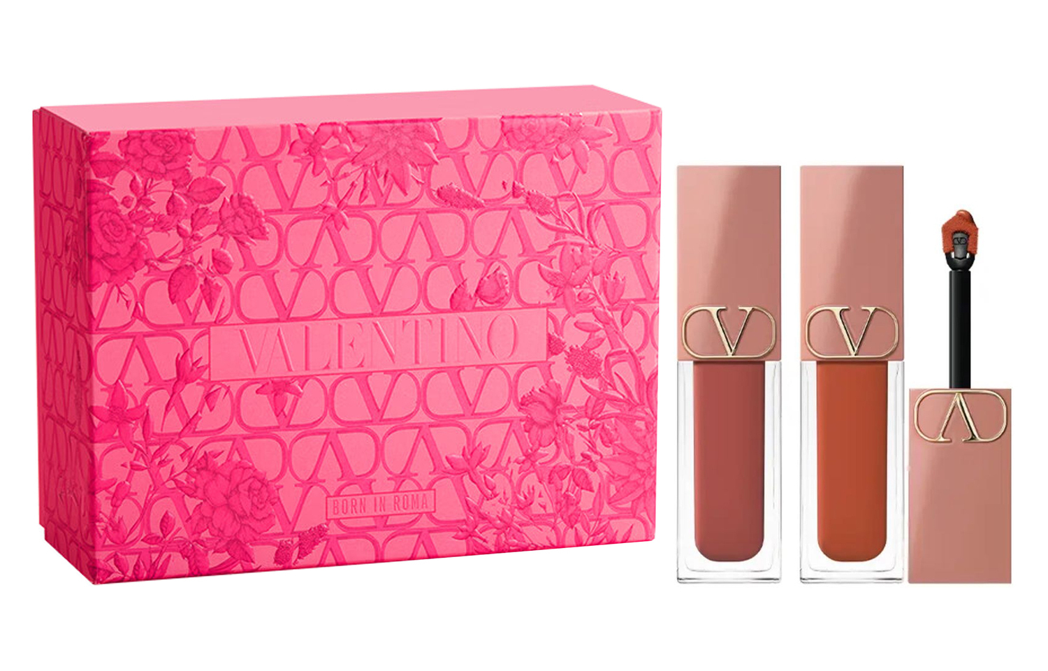 Блеск для губ Nude Tube Matte Brightening Coloring Natural 65ml*2 Valentino, two-piece set: lip cream #151r "secret crush", enchanted+lip cream #220a "hangover after" — фото 4