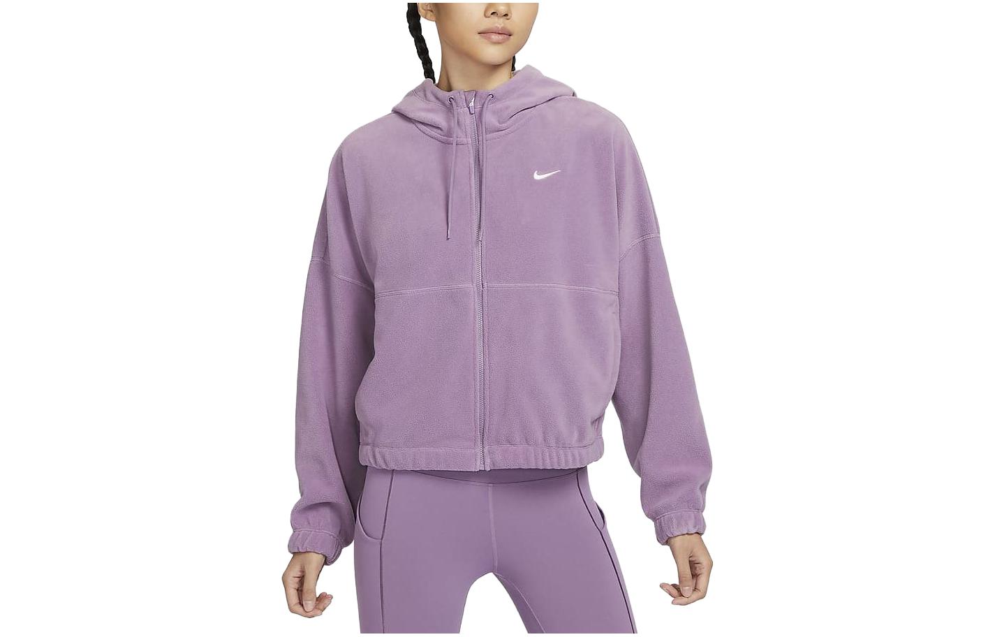 Термобельевая бархатная куртка Therma FIT One для женщин Пыльно-фиолетовый Nike — фото 2