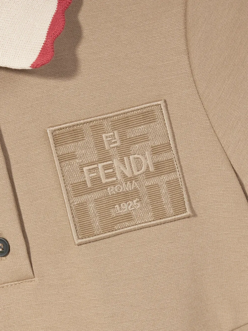 Платье с короткими рукавами и воротником-поло Fendi Kids, нейтральный — фото 4