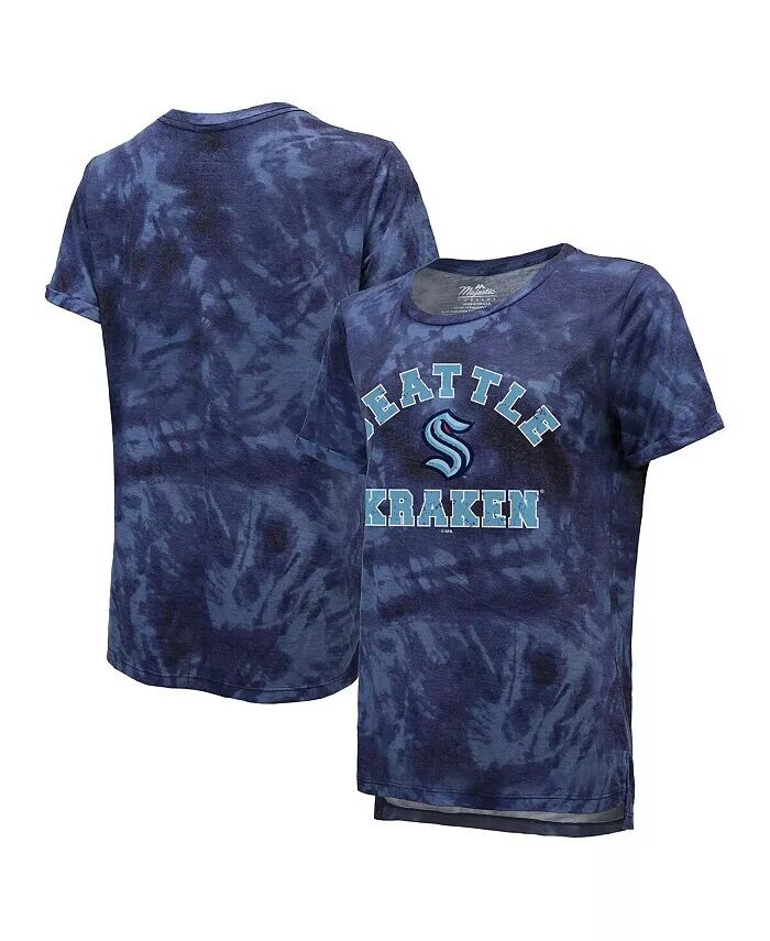 

Женская футболка Deep Sea Seattle Kraken Boyfriend Tie-Dye с нитками Majestic