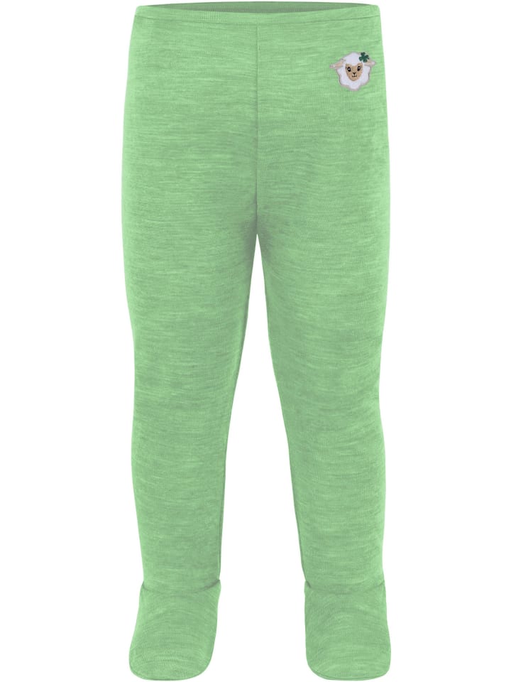 Normani Outdoor Sports Детский боди с длинными рукавами из мериносовой шерсти и штанишки из мериносовой шерсти зеленого цвета — фото 4