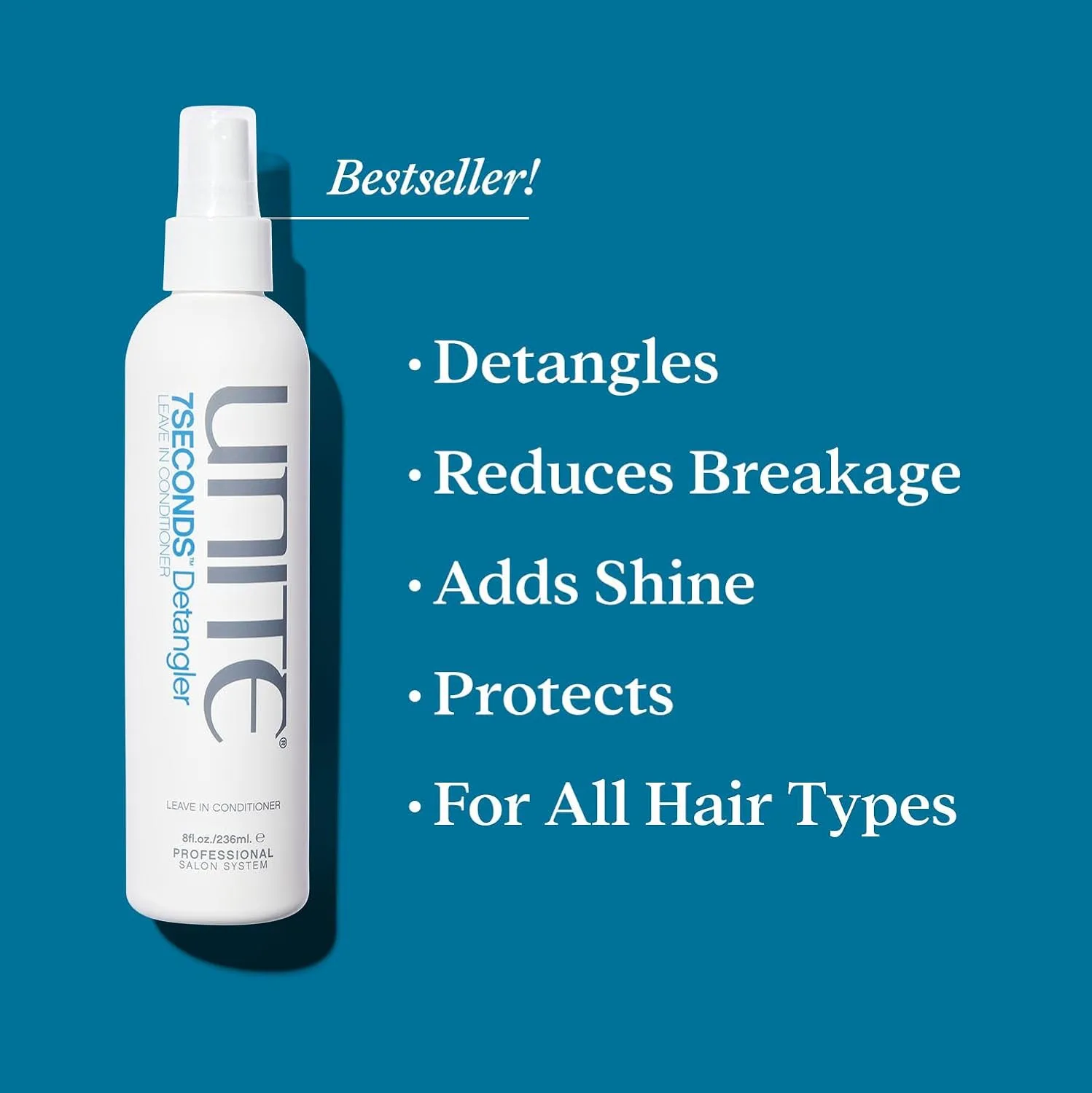 UNITE Hair - 7SECONDS Detangler, TEXTURIZA Spray и U Oil - для объема, текстуры и блеска - защита от ультрафиолета и термозащита - 236 мл, 207 мл и 118 мл — фото 3