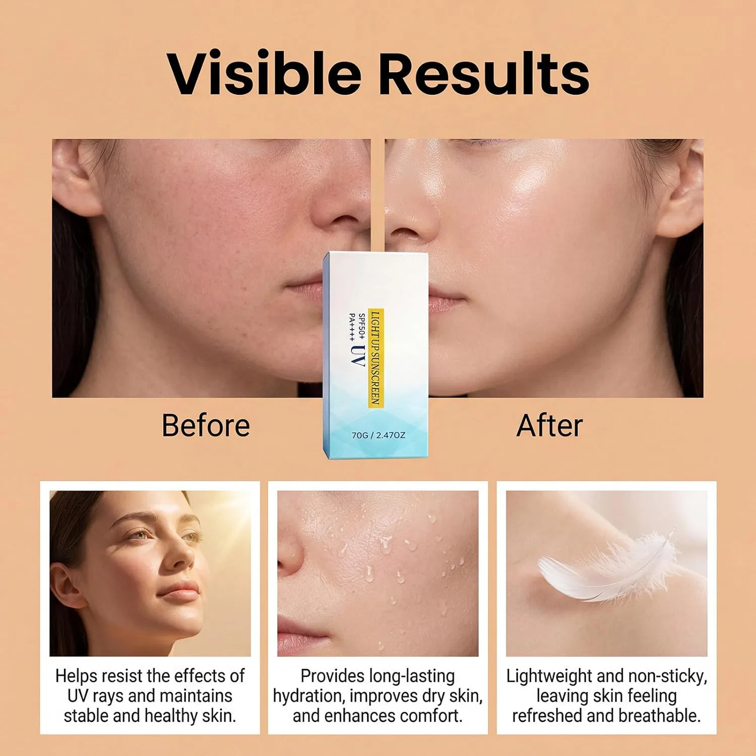 Солнцезащитная эссенция UV Aqua Lightup Essence SPF 50+ PA++++ Generic, 1 Piece. — фото 3