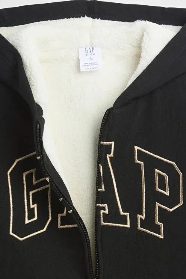 Детская толстовка для девочек с принтом V-Logo Heritage Gap, Black — фото 2