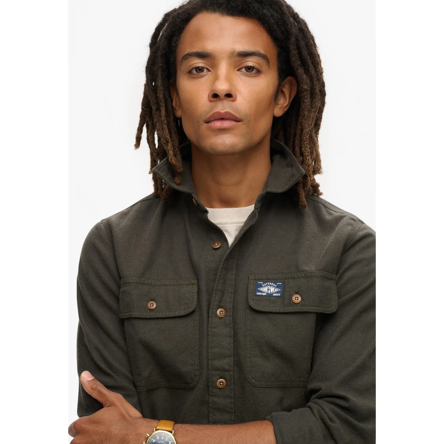 Мужская фланелевая рубашка с принтом Trailsman Superdry, Grun — фото 4