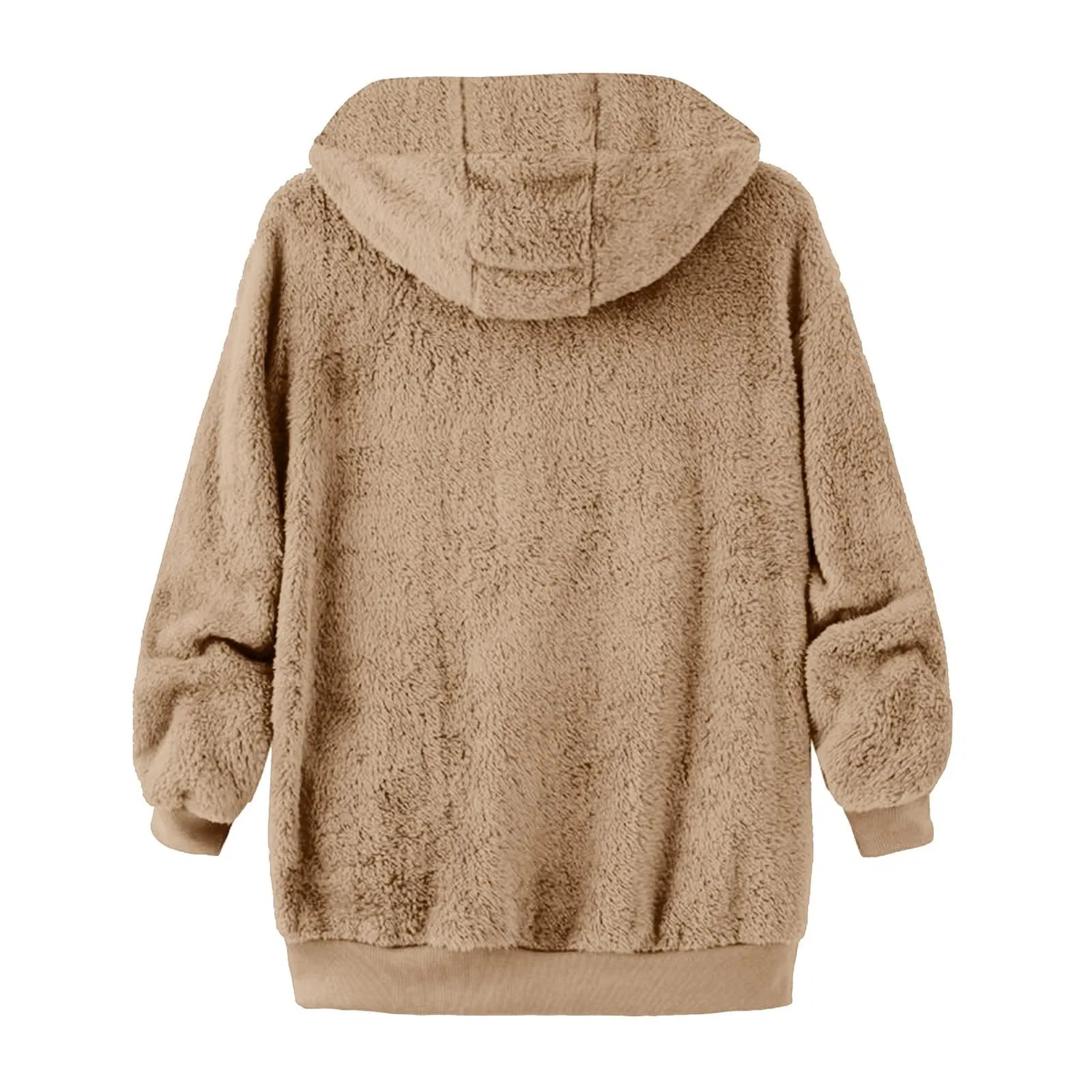 Женская флисовая куртка с капюшоном и молнией Teddy, Khaki18 — фото 4