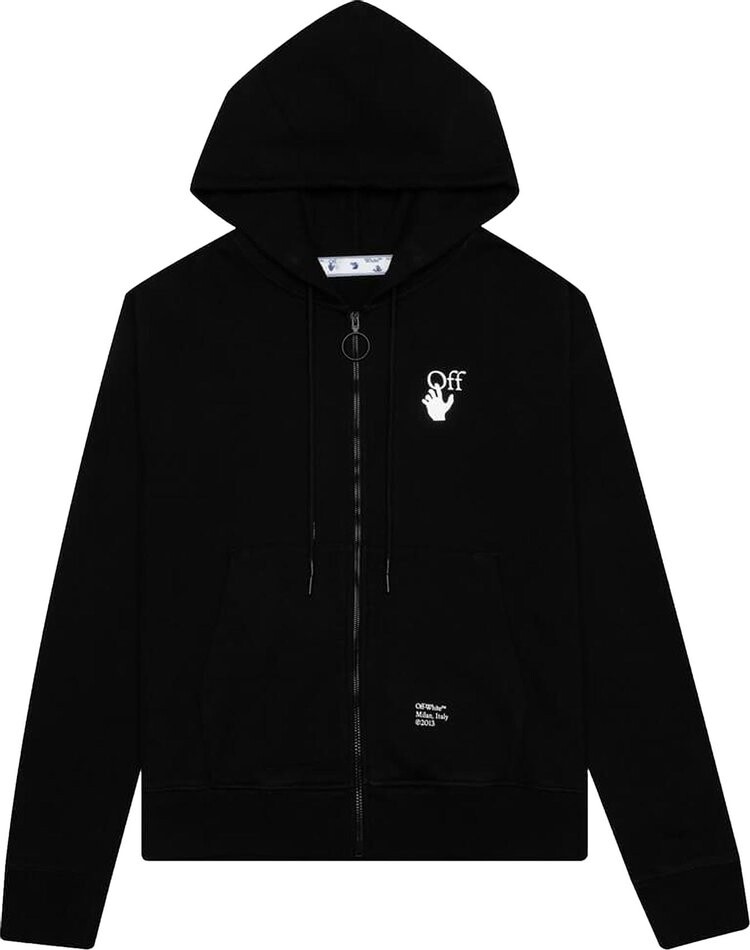 

Худи Off-White Carav Arrow Slim Zip Hoodie 'Black/White', черный