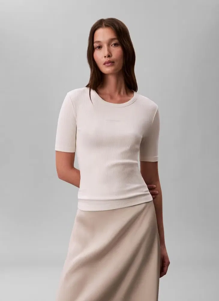 Футболка с коротким рукавом и рубчиком Calvin Klein, тофу
