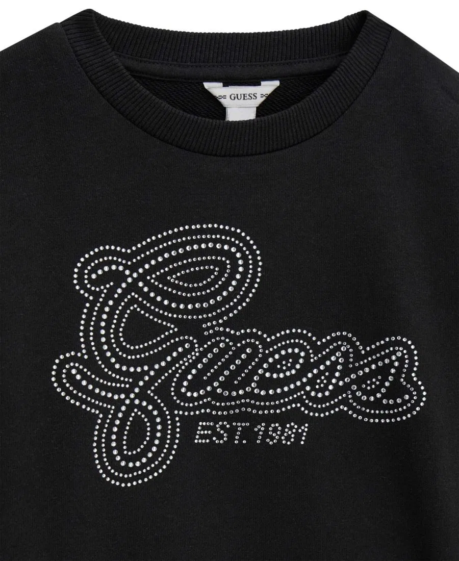 Свитшот с длинным рукавом с блестящим логотипом GUESS, Black — фото 3