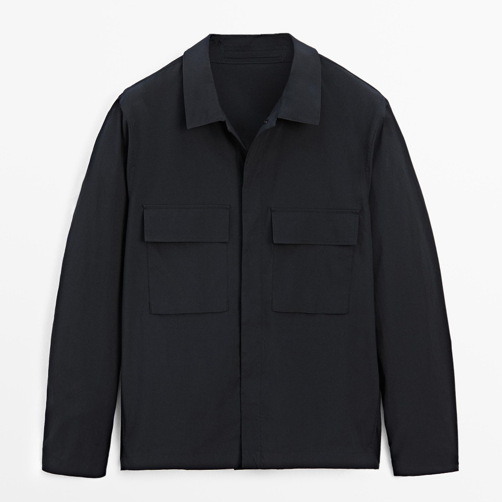 

Куртка-рубашка Massimo Dutti Technical Fabric, темно-синий