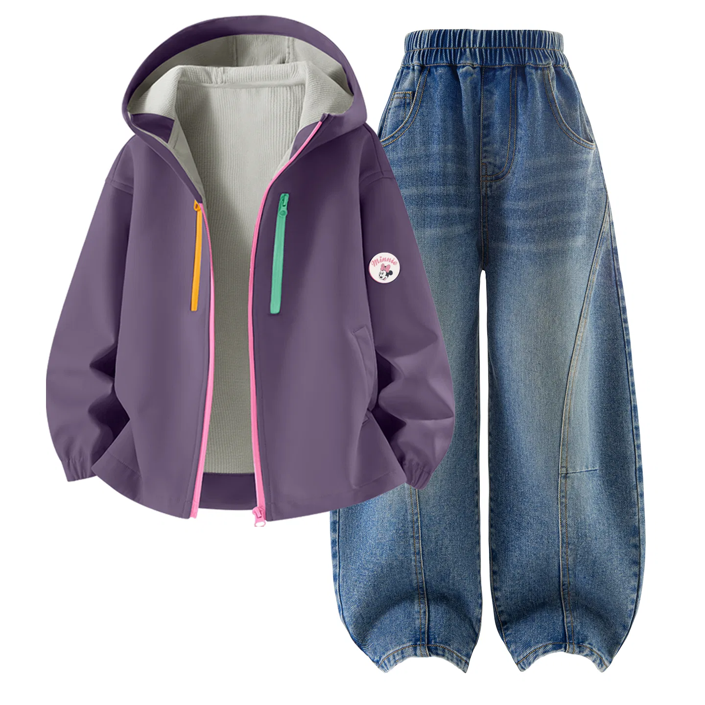 Детский комплект спортивной одежды с капюшоном и ветрозащитой, Royal Purple+Denim Blue, Disney