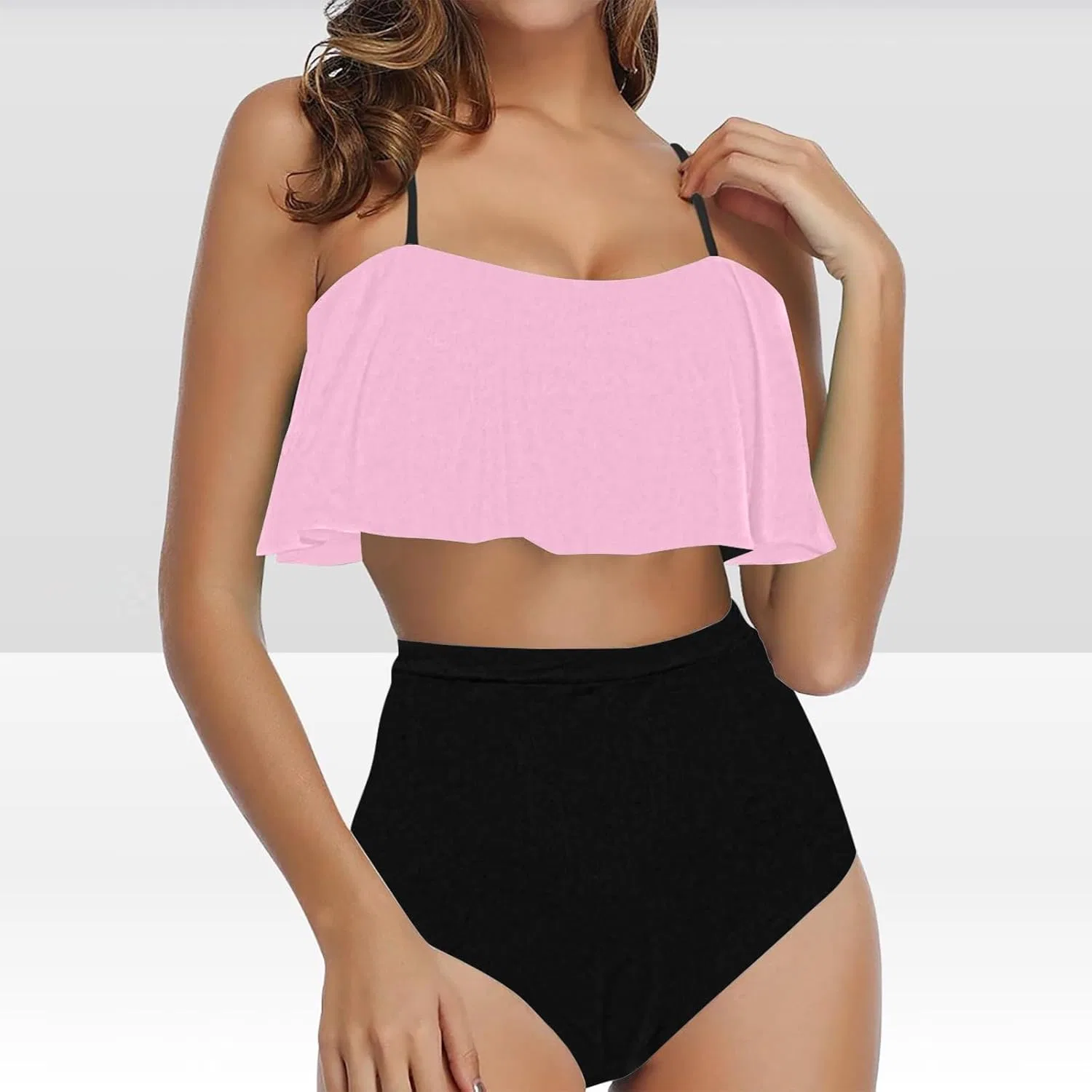 Женский бикини с рюшами и регулируемыми бретелями Generic, Pink — фото 2