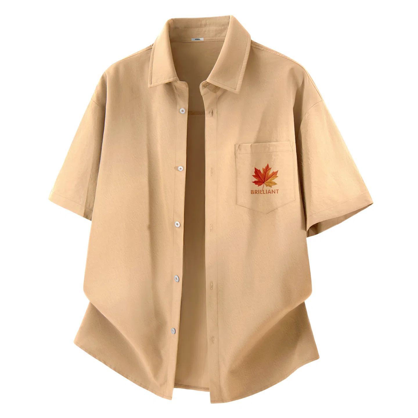 Детская рубашка с принтом Ice Silk Quick Dry Khaki Ma Gradient Maple Leaf Chest Logo MINISO, Ice Silk Quick Dry Khaki Ma Gradient Maple Leaf Chest Logo