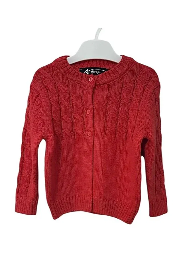 Детский кардиган с косой вязкой Imoop Design, Red