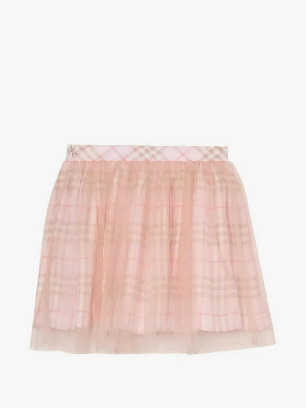 Клетчатая шелковая юбка BURBERRY KIDS, розовый — фото 2