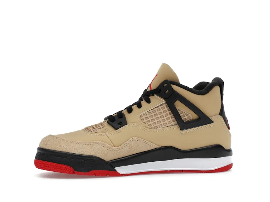 Детские кроссовки с цветовой гаммой Jordan 4 Retro, Fire Red/Sesame/White/Starfish — фото 3