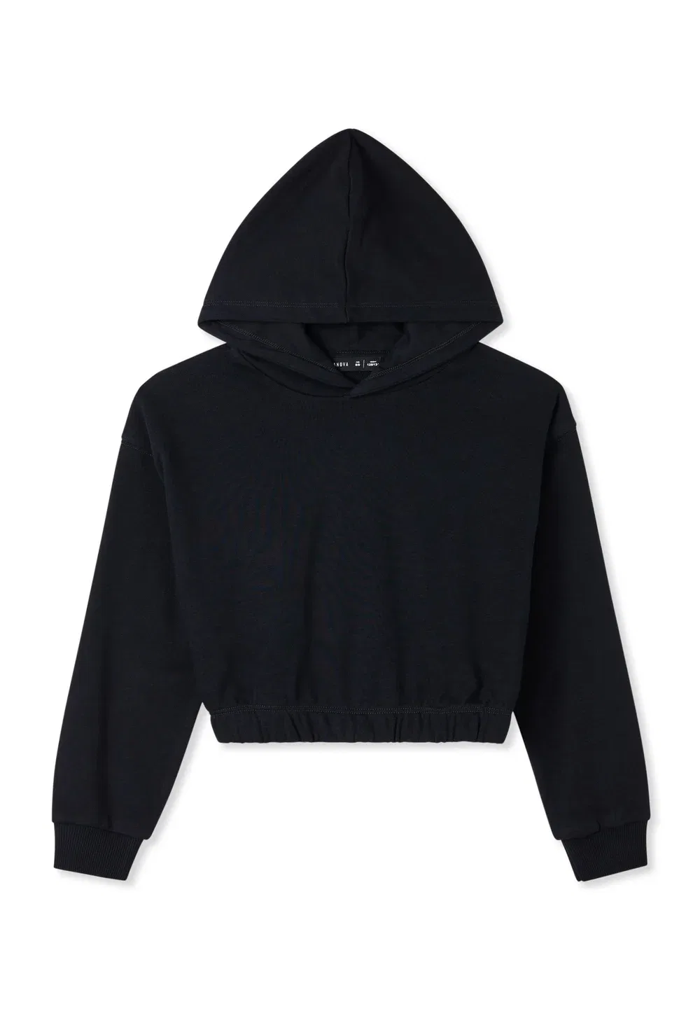 Felpa Crop Cappuccio a Tinta Unita - толстовка с капюшоном Terranova, Nero