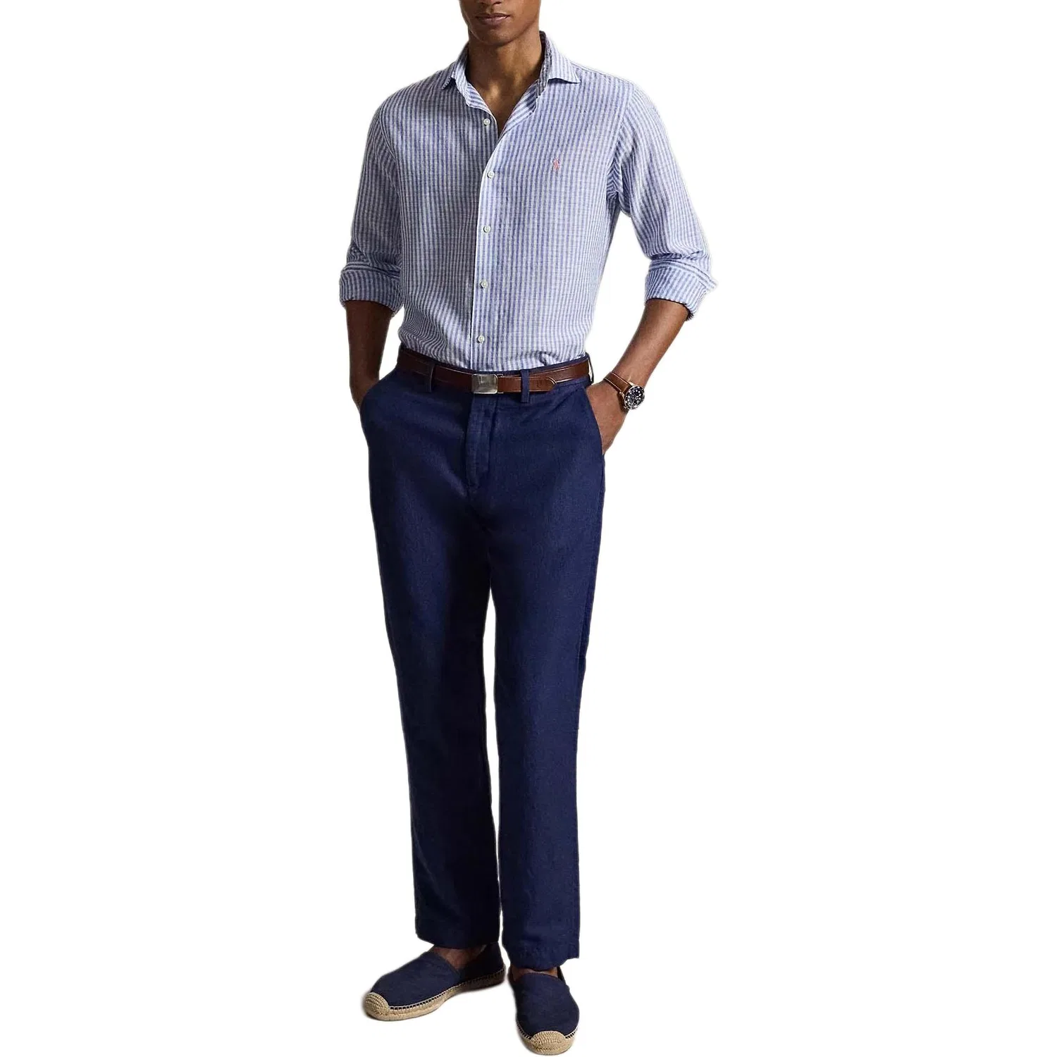 Мужская рубашка с воротником, прямого кроя, Blue Polo Ralph Lauren — фото 3