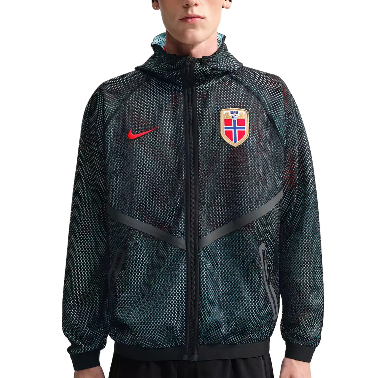 Мужская куртка с капюшоном Nike, Black/Copa/Chilean Red