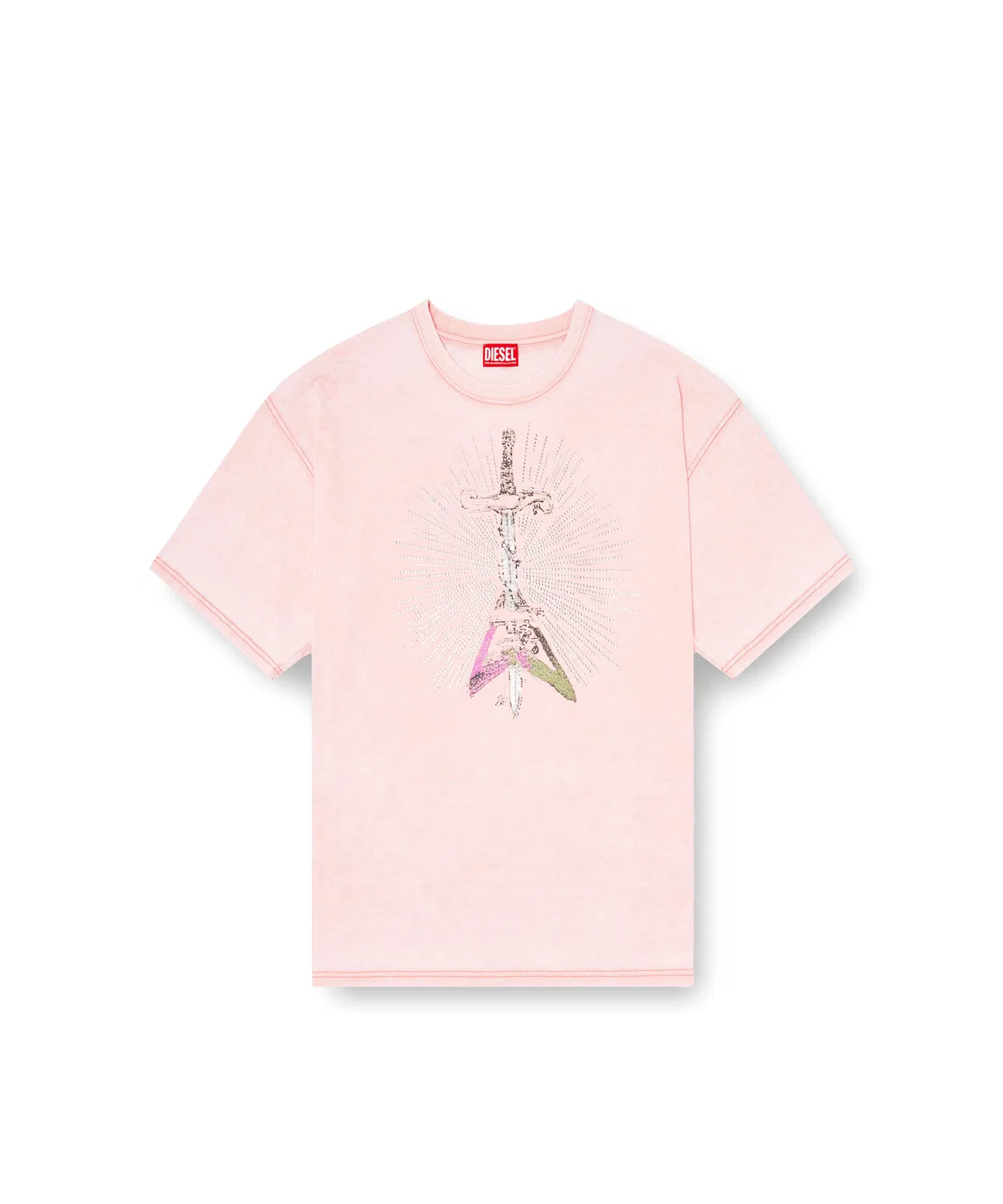 Мужская футболка с принтом T-BOXT-T18 DIESEL, Light Pink — фото 4