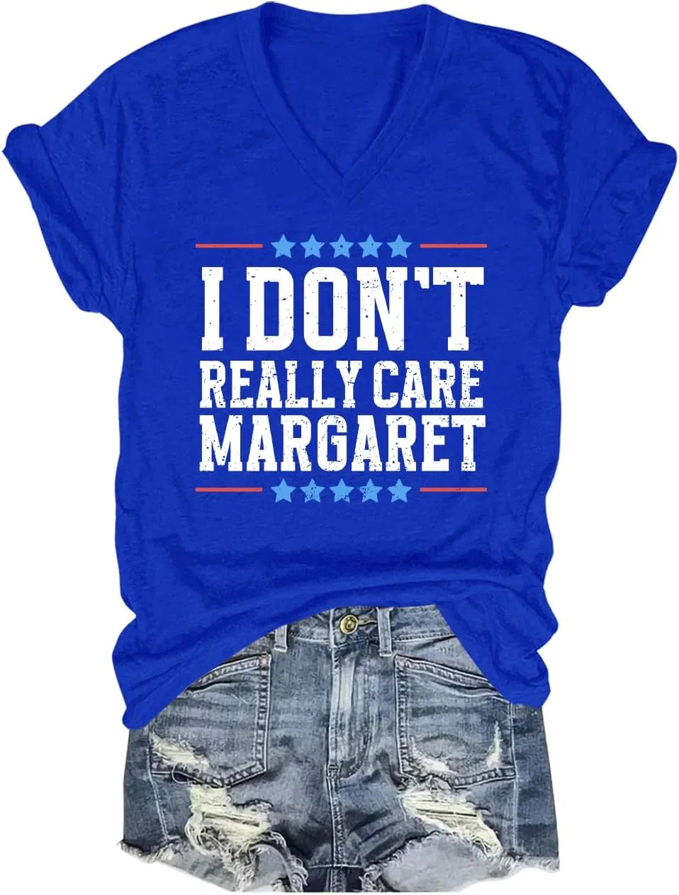 Мужская футболка с v-образным вырезом I Don't Really Care Margaret, Sapphire Blue