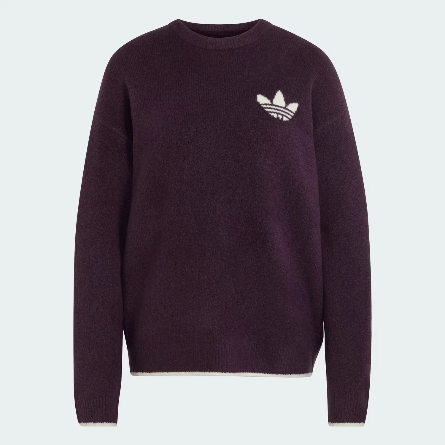 Женская толстовка свободного кроя ESS Knit Tipping Crew Adidas Originals, Noble Red/Cream White — фото 4