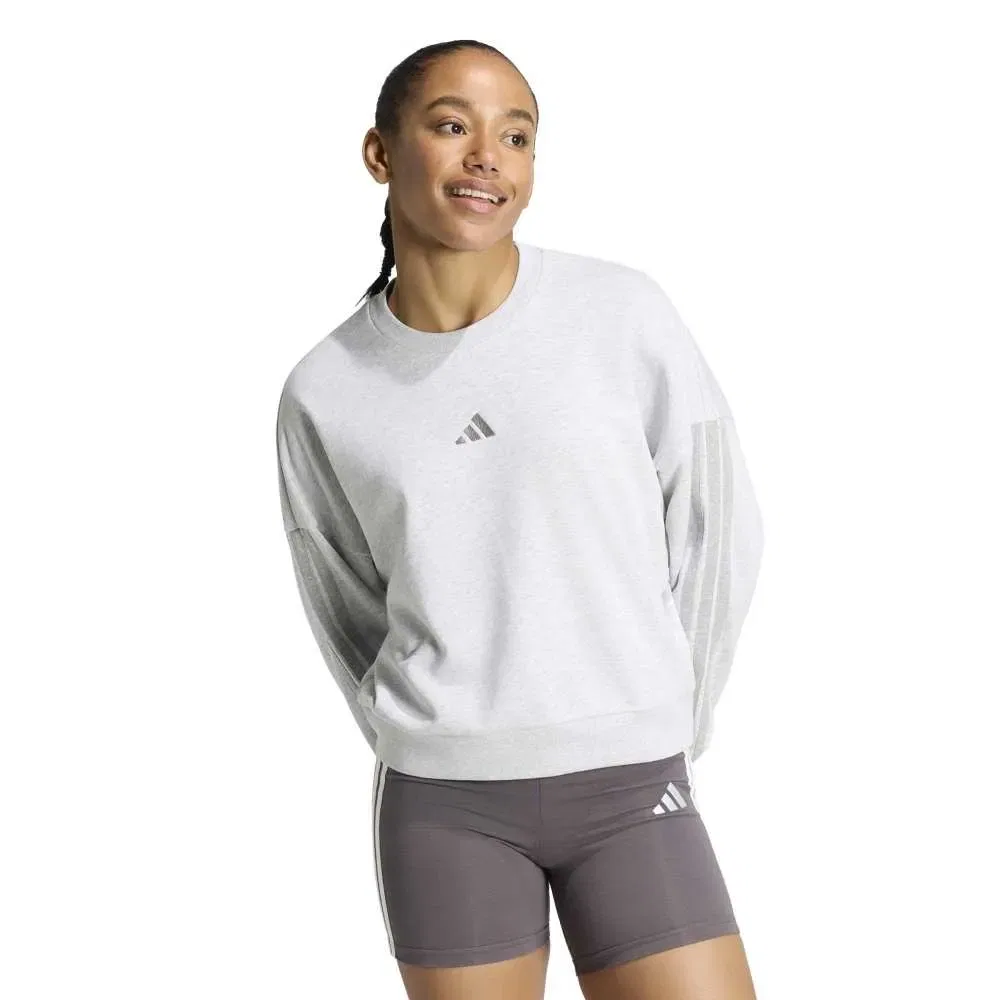 Свитшот с тремя полосками Adidas Essentials 3 Stripes French Terry, серый