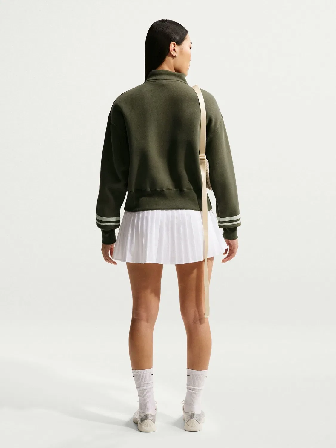 Толстовка оверсайз с четвертью молнии Nike Khaki Green, хаки — фото 3