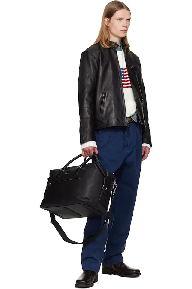 Черная кожаная куртка кафе-рейсер из коллекции The Brooklands Polo Ralph Lauren — фото 4