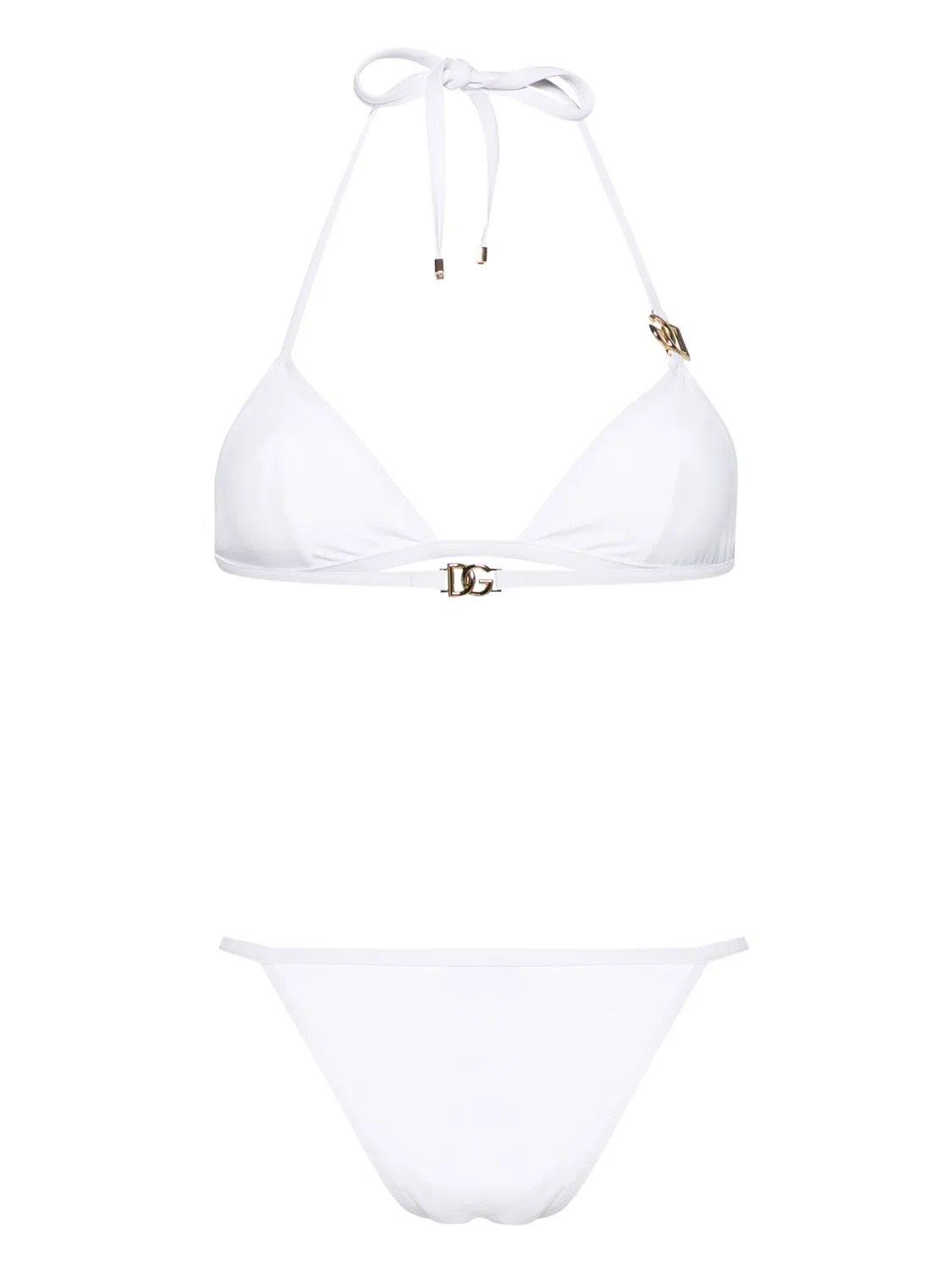 Купальник с треугольными чашками и логотипом Dolce & Gabbana, белый — фото 3
