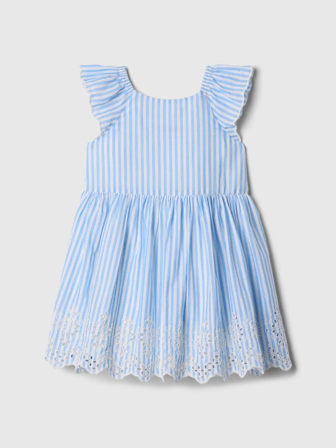 Платье в полоску Eyelet Dress Gap, голубая полоска — фото 2
