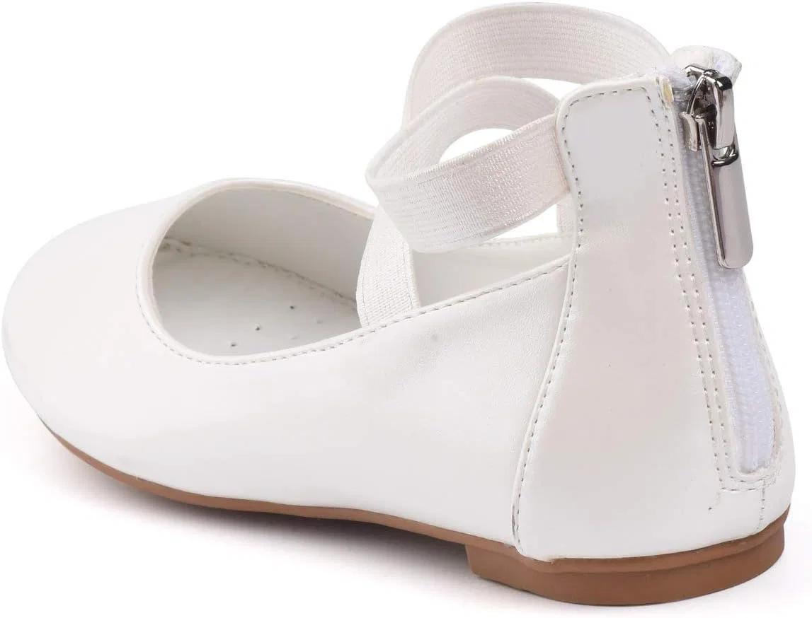 Детские туфли-балетки для девочек с ремешком на щиколотке Nova Utopia Nova Footwear, Pearl White — фото 4