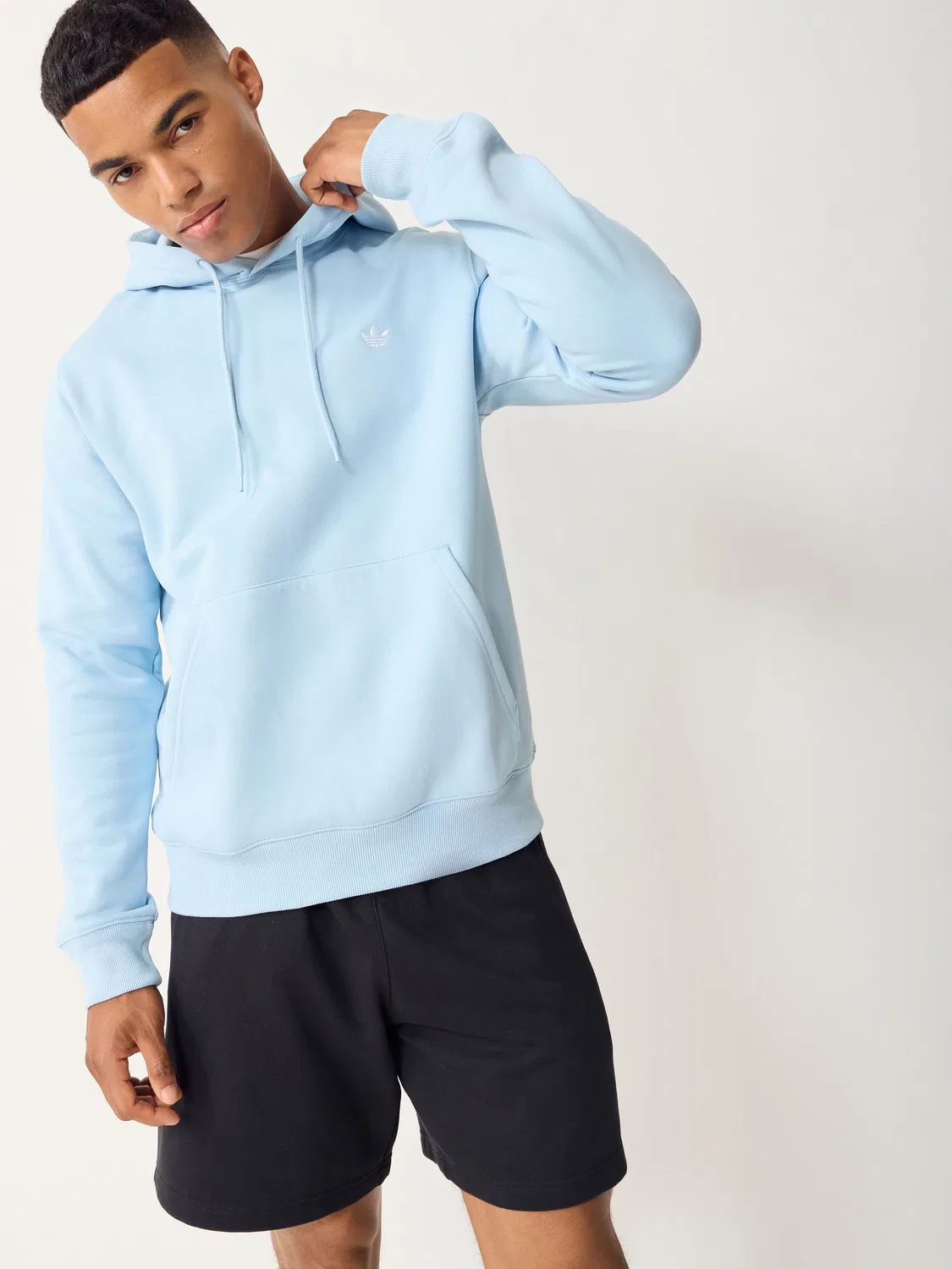 Худи, капюшон, Trefoil Essentials, adidas Originals, светло-голубой